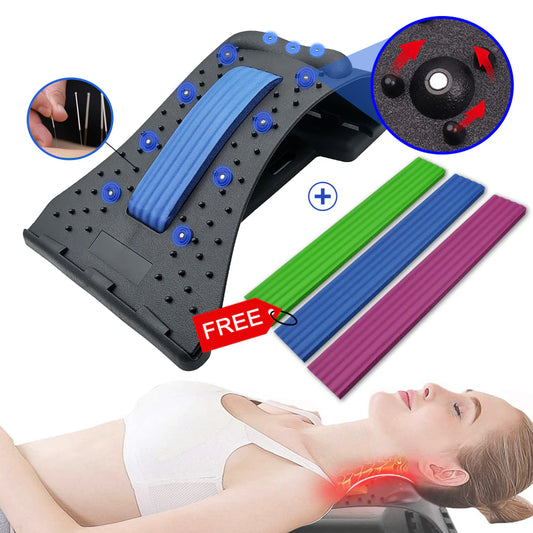Back Stretcher Lower Lumbar Pain with Neck Massage Magnetic Therapy Acupressure Fitness Device Cervical and Spinal Pain Relieve