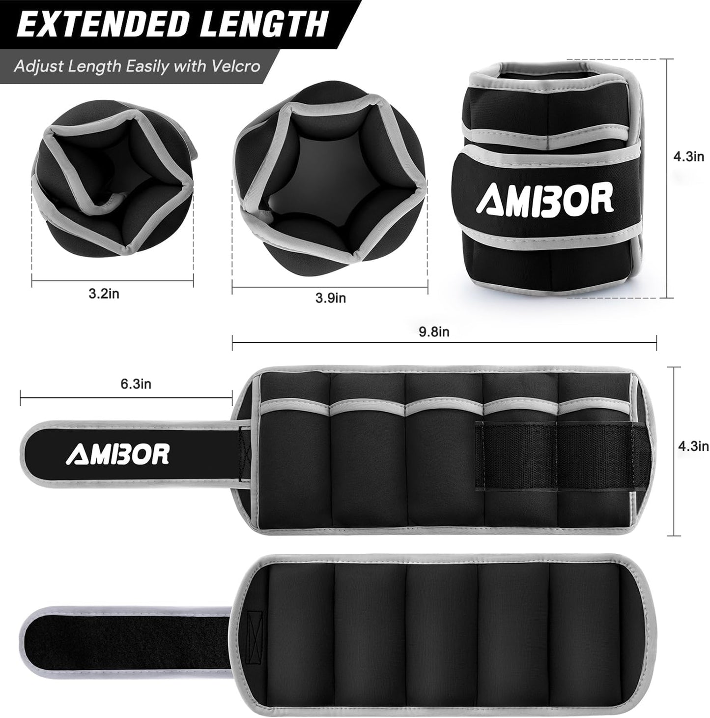 Ankle Weights, 1 Pair 2 3 4 5 Lbs Adjustable Leg Weights, Strength Training Ankle Weights for Men Women Kids, Wrist Weights Strap Set for Walking Running Gym Fitness Workout 2 Pack