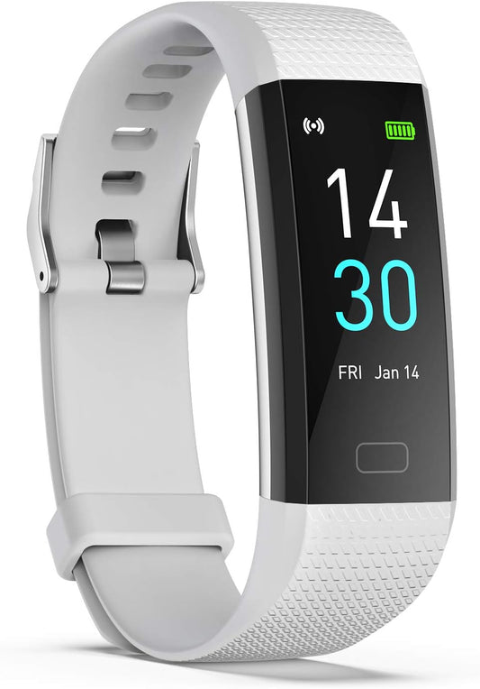 EQUIPMENT S5 Fitness Tracker Watch with IP68 Waterproof, Activity Tracker with Heart Rate, Sleep Monitor, Sedentary Reminder, Calorie Counter, and Notification Reminder Silver