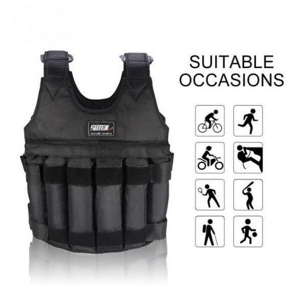 110 Lb. 50 Kg Adjustable Workout Weighted Vest Exercise Strength Training Fitness in Black (Weights Not Included)